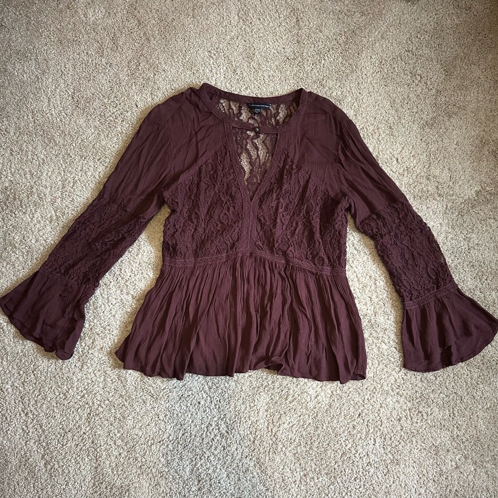Elegant Lace Detail Maroon Top